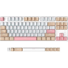 AJAZZ AK871 Wireless Gaming Keyboard 75%, Bluetooth/2.4GHz Wireless Dual Modes, TKL 80% Mechanical Keyboard with Hot-Swappable Tactile Blue Switch, Compact 87 Keys Non-Backlit for Win/Mac - White