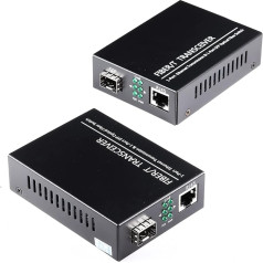 Open SFP Slot One Pair 1.25Gb/s Gigabit Fiber Ethernet Media Converters 10/100/1000Base-Tx to 1000Base-SX SMF RJ45 to SFP Slot, Supports SFP Gigabit Modules up to 120KM (Pack of 2)