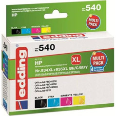 edding EDD-540 Ink Cartridge Multipack 4 - Black, Cyan, Magenta, Yellow - 1x 45 ml + 3x 12 ml - Range 1x 1700 3x 1030 - Replaces HP 934XL/935XL (C2P23/C2P24/C2P25/C2P26)