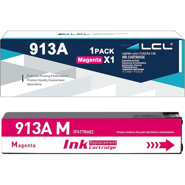 LCL Remanufactured 913A Magenta Ink Cartridge Compatible with HP 913A F6T79AE for Hp PageWide 352dw MFP 377dw Pro 452dn 452dw 452dwt 477dn 477dw 477dwt 552dw 577dw 577z Managed MFP P552dw 7750d75w (1