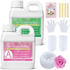 Liquid Silicone, 20A 1.25 kg Translucent Silicone, Moulding Silicone, 1:1 Ratio Mixing Ratio Silicone for Silicone Moulds, Resin Moulds, Candle Moulds