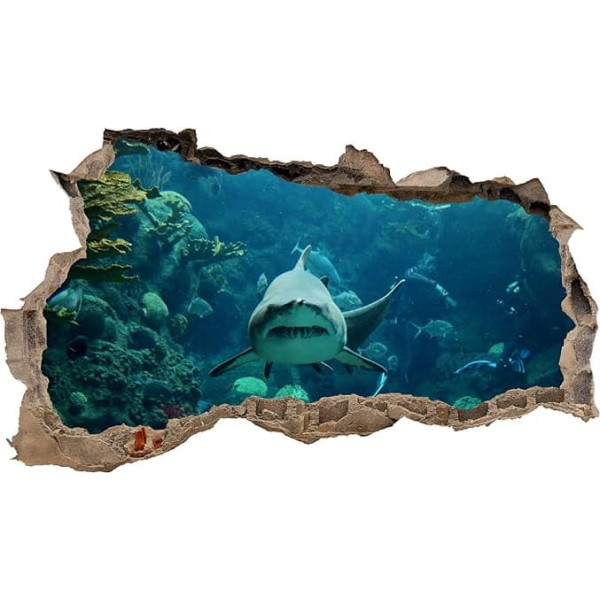 3D Wall Tattoo, Wall Sticker, Breakthrough Animals, Height 60 x Width 100 cm, for Bedroom / Living Room, multicolour