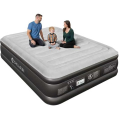 CHILLSUN Air Bed, Air Mattress for 2 People, 203 x 152 x 46 cm, Inflatable Mattress with Electric Pump, Extra Thick Waterproof Flocked Surface, Easy to Stow for Camping and Guest Bed