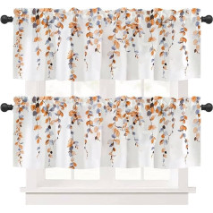 Modern Kitchen Curtains Set of 2 Thick Decorative Floral Cafe Bistro Curtains Bathroom Living Room Orange