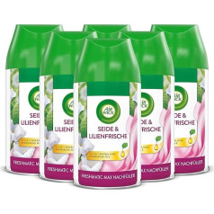 Air Wick Freshmatic Max Room Spray - Refill for Air Wick Freshmatic Max - Silk & Lily Fresh Scent - 6 x 250ml Refills