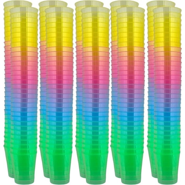 MIJOMA Unbreakable Plastic Shot Glasses, Heavy Duty Shot Glasses. Jello Shots, Desserts, Party, Wedding, Birthday. Dishwasher Safe, Reusable. 29ml (Rainbow, Pack of 320)