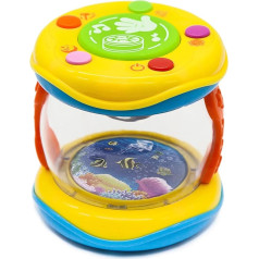 Baby Drum with Light and Sound 10 cm Sea Drum in Handy Dimension for Travelling Travel Game for the Car Baby Toy for the Little Ones