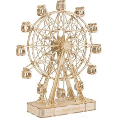 Robotime DIY Ferris Wheel Wooden Puzzle 3D with Music Kits Wooden Model Kit Puzzle Mechanical Model Making Craft Set Puzzle Games Kit for Adults and Children