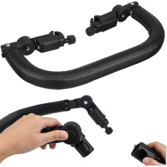 Pushchair Hanger Made of PU Leather and Robust Iron Tube Handle Extension for Baby Pram Water Dirt-Repellent Removable with Press Studs Sturdy Construction for Durable
