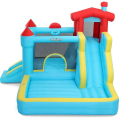 Inflatable Bouncy Castle, Large Bouncy Castle for Large Children with Slide, 450 W Blower, Outdoor & Indoor - Blue