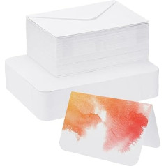 PATIKIL Set of 50 Pure Cotton Watercolour Cards 140 lb/300 GSM Postcards with Envelopes for Art Painting Creative Thank You Cards 4 x 6 Inch Foldable Size