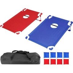 Portable Cornhole Game Set for Kids, Girls, Adults, Corn Hole Set, Corn Hole Garden Game, 8 Sandbags and Carry Bag for Family, Backyard, Lawn, Travel, Park, Picnic