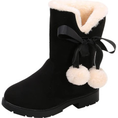 Generisch Mode Schnee Baby Stiefel Prinzessin Bowkont Stiefel Kinder Schuhe Baumwolle Babyschuhe (Black, 35 Big Kids)