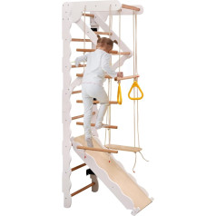 Wooden Ladder Wall Set - Indoor Climbing Frame for Toddlers - Gym Wall for Kids - Gym Playground with Wooden Beams - The Perfect Climbing Frame for the Whole Family