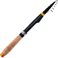 Alwonder Telescopic Carbon Fiber Fishing Rod, Ceramic Guide Ring, Non-Slip Cork Handle, Power M and Lightweight Rod for Travel, Surfing, Bait, Stream Fishing, Black, 6-12ft