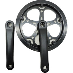 Folding Bike Crankset 52T Bicycle Sprocket 170mm Square Hole Crank with Protective Disc for Folding Bike Fixed Gear Bike Black