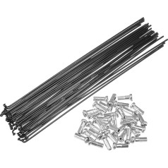 QUARKZMAN Bicycle Carbon Steel Spokes 14G 226 mm with Nipples Black Pack of 36