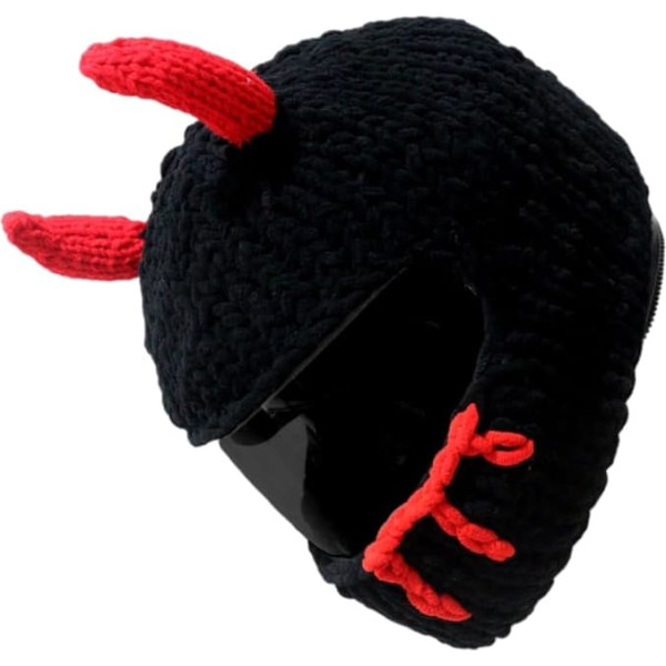 Knitted Horn Motorcycle Helmet Covers Plush Cartoon Knitted Helmet Protective Covers for Comfortable Riding Snowboardi