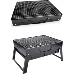 Luxshiny Stainless Steel Barbecue Portable BBQ Grill Foldable Charcoal Grill for Garden and Patio Grill for Cooking at Parties Picnic Ovens with Ventilation Openings Stable Grill Base Made of Cold