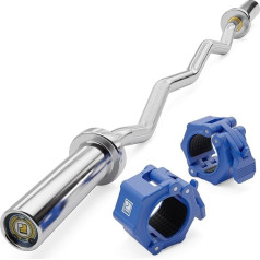 1 curl bar/SZ dumbbell bar made of chrome-plated steel, 120 cm - 10 kg, max. load: 182 kg, diameter: 50 mm, 2 dumbbell clasps
