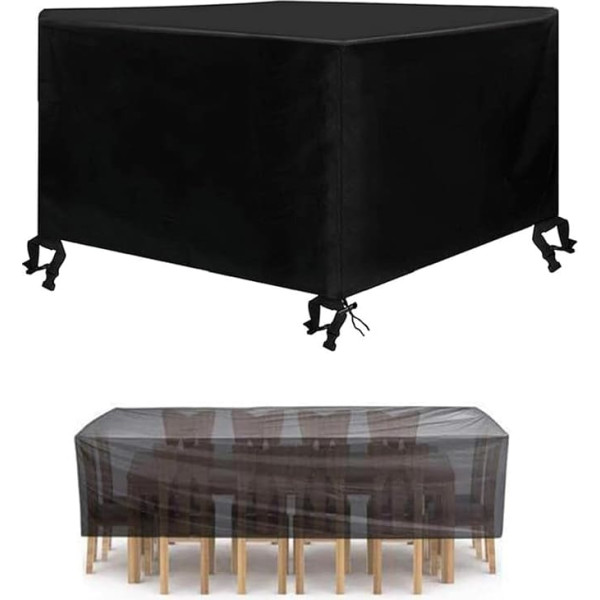 Wasserdichte Terrassentisch-Möbel-Set für den Außenbereich, Schneeschutz, 124,5 x 124,5 x 73,7 cm, strapazierfähig, 600D, rechteckig, für den Außenbereich von Tisch und Stuhl