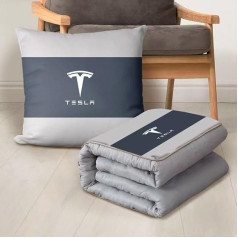 Car Logo Travel Blanket for Tesla Model 3 Model S Model X Model Y, Car Cushion Blanket, Nap Cushion Blanket, Travel Blanket, Pillow, 2-in-1 Backrest Cushion Accessories, S