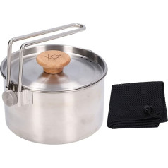 1000 ml Campingtopf aus Edelstahl, tragbare Tee- und Kaffeekanne für den Außenbereich mit abnehmbarem Griff für Picknick, Wandern