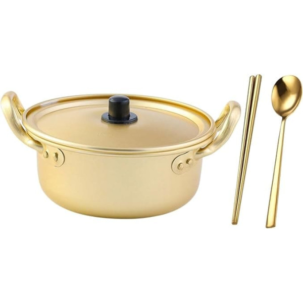 TEHAUX Ramen Nudeltopf Aus Aluminium Mit Deckel Hitzebeständig Und Schnell Erhitzend Kompakt Für Camping Und Küche
