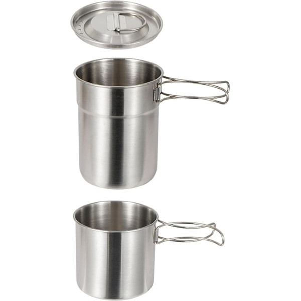 Edelstahl-Kaffeetasse mit Klappgriff, Kaffeetasse für Outdoor, Camping, tragbares Kochgeschirr, Töpfe für Wandern, Rucksackreisen, zusammenklappbarer Campingbecher