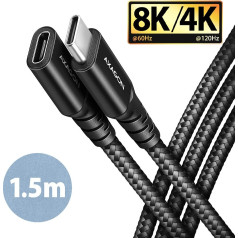 Axagon Bucm32-cf15ab gen2 usb-c - usb-c pagarinātājs 1.5m, 5a, 20gbps, pd 240w, pīts, melns