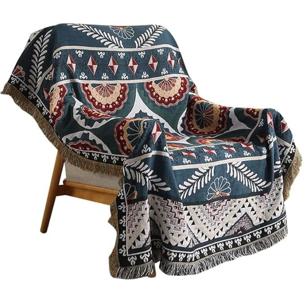 Ergocar Boho Cuddly Blanket, Fluffy Blanket with Tassels, Thin and Comfortable Jacquard Throw Blanket, Soft & Warm Travel Blankets, Couch Blanket for Bedroom, Living Room, Office