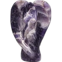 Hand Carved Amethyst Crystal Angel Statue Bags Stone for Home Office Table Decoration, Healing Stone Guardian Angel Figurine for Meditatio