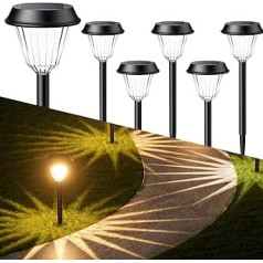 Quntis Pack of 6 Solar Lights for Outdoor Use, 2 Modes, Solar Lights, IP65 Waterproof, Solar Garden Lighting, Warm White + RGB Path Lights, Solar Lights for Garden, Patio, Lawn, Yard, Paths