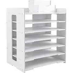 Paper Organizer with 7 Layers, Stackable Paper Holder, Desk Organizer for Office, Classroom, Home, Includes Pen Holder (34 x 31 x 24 cm)