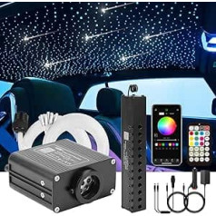 CHINLY Starry Sky Car Fibre Optic Light for Car/Ceiling, 16 W Meteor Twinkle 500 Pieces of (0.75 mm + 1.0 mm + 1.5 mm) x 3 m Bluetooth APP/Remote LED Fibre Optic Star Ceiling Lights Kit with Shooting