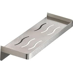 Shower Shelf No Drilling, Brushed Shower Shelf Stainless Steel with Extra Drain Grooves, Self-Adhesive Bathroom Shelf, Wall Mounted Shower Basket, Shampoo Holder for Shower