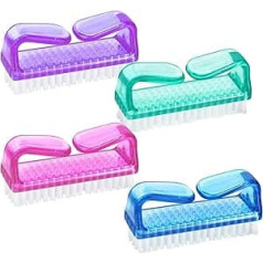 4 Stück Nagelbürsten mit Griff, Kunststoff-Fingernagelreinigungsbürsten - Nagelbürsten zum Reinigen der Nägel (Große Größe, Blau, Grün, Rosa, Lila)