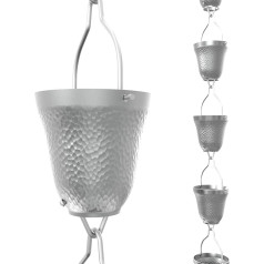 Rain Chains Direct - Contempo Rain Chain - 2.5m - Durable Machined Aluminium (Grey) - Premium Gutter Rain Chains