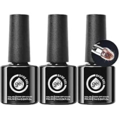 Fibreglass Base Coat Gel Nail Polish - Fibreglass Rubber Base Gel Nail Polish Set, 3 Pieces, UV LED Hardening Requires Soak Off Manicure Pedicure Accessories for Travel Indoor