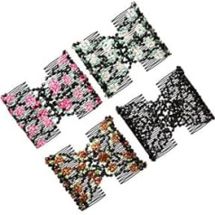 SOLUSTRE 4pcs Magic Hair Comb Elastic Beads Hair Comb Hair Clip Double Magic Comb Hair Styling Women Girls Women Hair Accessories Black Rosy Coffee White (Random Style)
