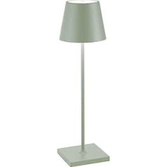 Zafferano, Poldina Pro Lamp, Wireless, Rechargeable Table Lamp with Touch Control, Also Suitable for Outdoor Use, Dimmer, 2200-3000 K, Height 38 cm, Colour Sage