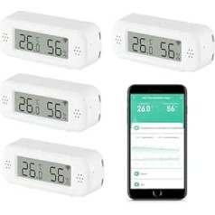WiFi Thermometer Hygrometer Indoor: Smart Temperature Sensor, Digital Temperature Humidity Monitor with App & Data Recording, Compatible with Alexa, for Bedroom, Greenhouse, Wine Cellar (4 Pack)
