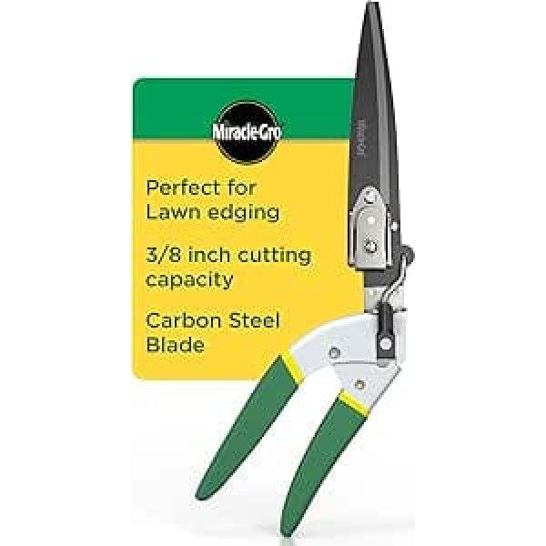 Miracle-Gro Grass Cutting Shears - Adjustable Rotating Handle with Sharp, Non-Stick Carbon Steel Blades, Comfort Grips and Safety Lock for Precise Garden and Lawn Edging