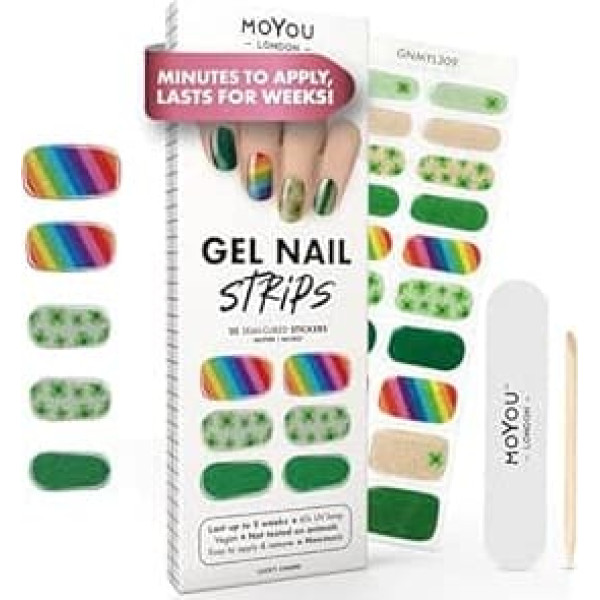 MOYOU LONDON Semi-cured UV Gel Strips - Pack of 20 - Gel Nail Foils UV Hardening for Manicure in Salon Quality - Lucky Charm