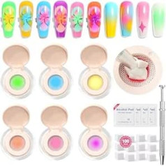 SAVILAND Pat Painting Gel Nail Polish Set: Instant Colour Gel Ombre Gel Nail Polish for Nail Art Vivid Application Gel No Wipe Required Ombre Nail Polish with Soft Nail Sponges Applicator Pen