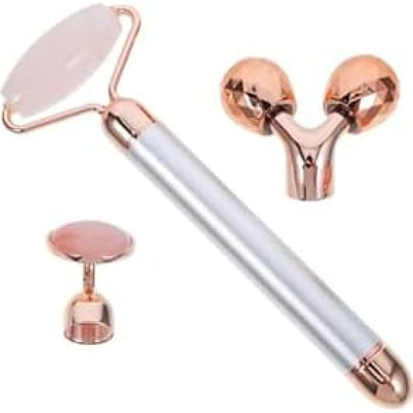 Mobestech Elektrischer Gesichtsroller aus Natürlichem Edelstein mit 3 In 1 Massagefunktion zur Hautpflege und Entspannung der Gesichtsmuskulatur für Anti Aging und Wellness Anwendungen