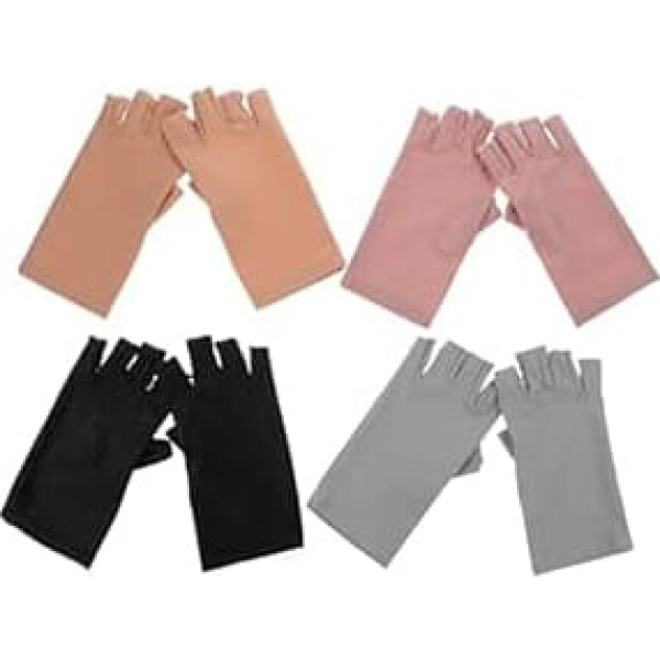 4 Paare UV schutz Handschuhe für Damen Halbfinger Nail Art Schutzhandschuhe aus Elastischem Spandex Atmungsaktiv Schnelltrocknend für Maniküre Outdoor Aktivitäten Wie Angeln