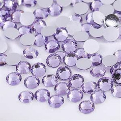 SS6 3000 Stück 2 mm klare runde Strasssteine mit flacher Rückseite aus Glas für Nailart Basteln Kleidung Schuhe Taschen (Hellviolett)