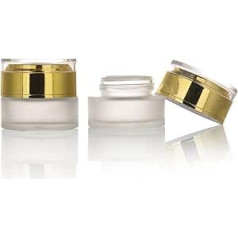 COSIDEA 50 Empty 30g Round Frosted Jars with Gold Acrylic Lids, Cream Jars, Refillable Cosmetic Travel Containers for Lip Balm, Ointments, Lotions