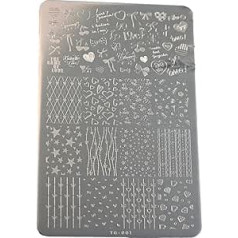 Nagelkunst Stempelplatte mit Spitzen Bowknoten Thema, Edelstahl Vorlage für Maniküre, einfache Stempeltechnologie, tragbares Design, Spitze Schleife Herz, Kunstdruckplatte aus Edelstahl